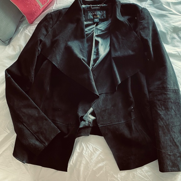 Bernado Drape Front Black Suede Jacket XS - Picture 1 of 4
